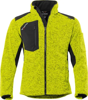 Produktbild von Qualitex Strick-Fleecejacke - wärmende (melange) Strickfleece-Übergangsjacke - Softshell & Cordura - in Farbe: kiwi/meliert - Herren: L - Damen: 44