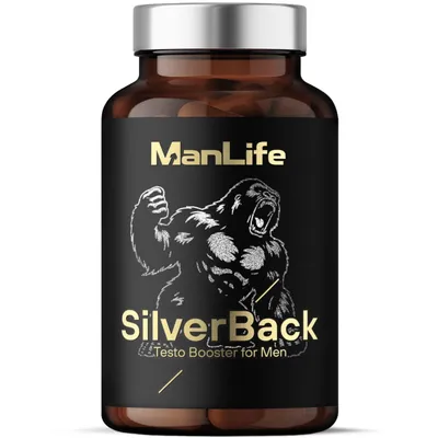Produktbild von Testo Booster Für Männer - Vitamin B6, Zink, Magnesium, Maca-Wurzel, Ashwagandha - Stärke, Energie, Fitness - SilverBack von ManLife 120 Kapseln