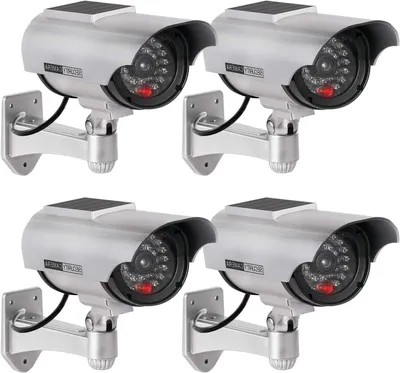 Immagine prodotto di 4 telecamere finte solari con luci LED lampeggianti per la sicurezza