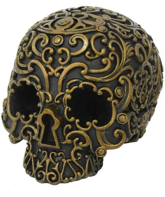 Produktbild von Black & Gold Totenschädel aus Polyresin 16cm