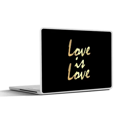 Produktbild von MuchoWow® Laptop Aufkleber Sticker Cover Zitat - Liebe - Gold 31x22.5 cm - Laptop-Deko