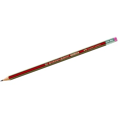 Imagen del producto de Faber-Castell 112100 Bleistift DESSIN® 2001 mit Radierer - HB, rot-gold-gestreift