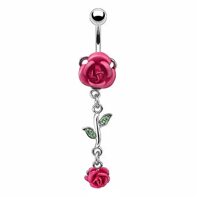 Produktbild von Taffstyle Bauchnabelpiercing Bauchnabelpiercing Schmuck Stecker mit Rosen Blüten Anhänger, Pink