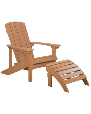 Produktbild von BELIANI Gartenstuhl mit Fußhocker Hellbraun Kunstholz Muskoka Stuhl mit breiten Armlehnen Gartenmöbel Gartenausstattung Lounge Terrasse