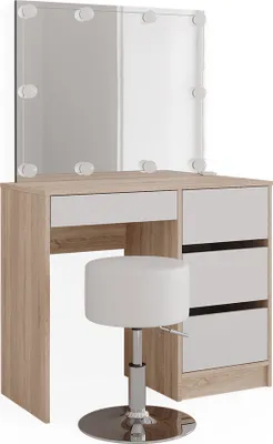 Produktbild von Schminktisch Vicco Sherry Sonoma 90 cm mit LED Beleuchtung und Hocker, Model 40833