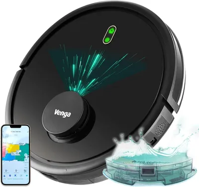 Immagine prodotto di Aspirapolvere robot con funzione lavapavimenti, navigazione laser, colore nero, modello VG RVC 3002 BK