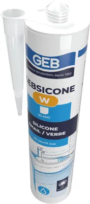 Image de Mastic silicone sanitaire GEBSICONE W blanc 310ml - GEB - 893150