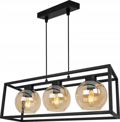 Immagine prodotto di Haga Cage lampada a sospensione - Lampada da soffitto per soggiorno, camera da letto e sala da pranzo - Lampada a sospensione in metallo e vetro - E27 - Miele - 3 luci
