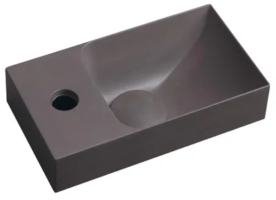 Produktbild von Sapho PICCOLINO Beton-Waschbecken 30,8x17cm, Wasserhähne linken, Dunkelbraun matt