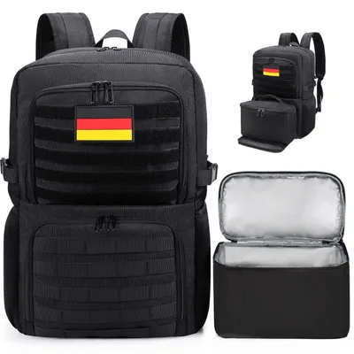Produktbild von Rucksack mit Kühltasche für 15,6 Zoll Laptop, 2-in-1 Herren Rucksack für Arbeit, Schule, Picknick, Schwarz