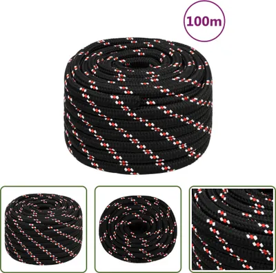 Produktbild von The Living Store Bootsseil Schwarz 20 mm 100 m Polypropylen