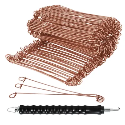 Produktbild von Jayseuw Drillapparat Betonbindedraht 1.0 x 140mm (1000 Stk.) verkupferter Rödeldraht mit Rödelzange Bindedraht inkl. Draht Driller