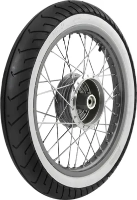 Produktbild von Komplettrad - hinten - 1,5x16 Zoll - Alufelge poliert, Edelstahlspeichen + MITAS - Weißwandreifen MC2