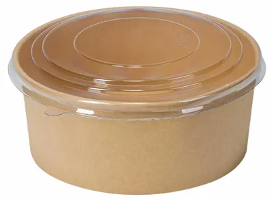 Produktbild von 50x Salatschalen 1300ml aus Kraftpapier braun inkl. Deckel transparent rPet
