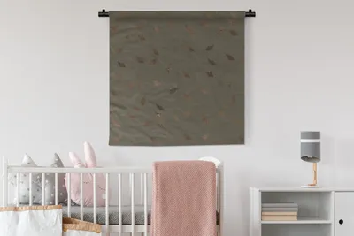 Produktbild von MuchoWow® Wandteppich Wandbehang Blatt - Muster - Braun 90x90 cm Tapisserie Dekoration Wandtuch - Wandaufhänger