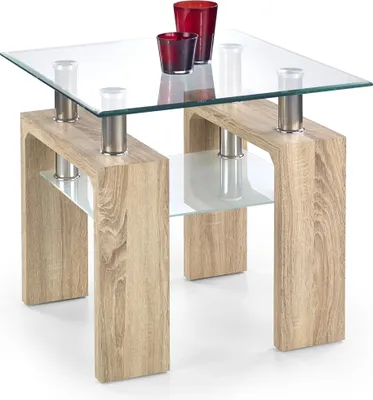 Produktbild von Halmar Glas Konferenztisch Diana h Quadrat - Dub-Sonoma / transparent / milchig