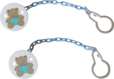 Produktbild von 2er Set Schnullerkette Schnullerhalter Junge Motiv Bärchen Blau