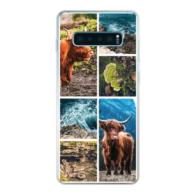 Produktbild von MuchoWow® Handyhülle Schutzhülle Hülle für Samsung Galaxy S10 Plus Schottische Highlander - Natur - Collage Silikon Softcase Handy Hülle - Schutzhülle