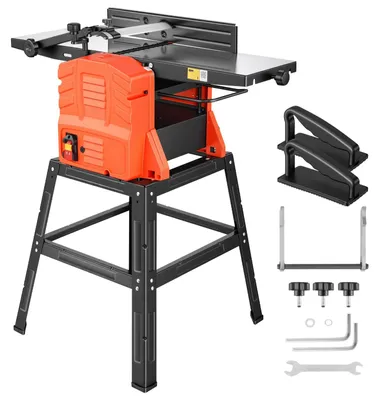 Obrázek produktu pro Hoblovací a tloušťkovací stroj – hoblovací stroj – šířka hoblovacího nože 254 mm – motor 2,4 HP – hřídel s 2 noži – hloubka řezu 0–3 mm – stůl z litého hliníku – s podstavcem