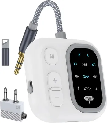 Productafbeelding van Bluetooth Zender Ontvanger - Audio Adapter - Draadloos Luisteren - Twee Koptelefoons Koppelen - 20 Uur Batterij - Zwart