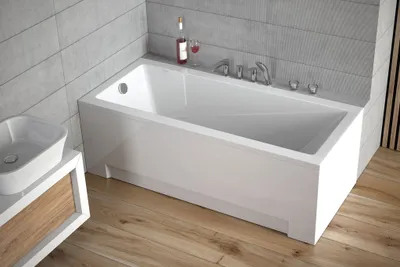 Produktbild von BADLAND Badewanne Rechteck Modern 180x80 mit Acrylschürze, Füßen und Ablaufgarnitur GRATIS