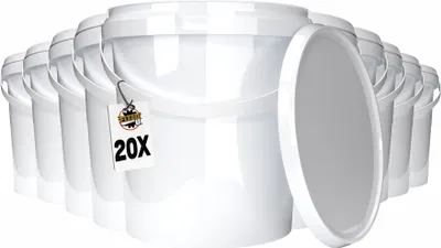 Produktbild von Kunststoffeimer mit Deckel 1L | PP | rund | Weiß 20 Stück