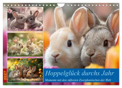 Produktbild von Hoppelglück durchs Jahr (Wandkalender 2027 DIN A4 quer), CALVENDO Monatskalender