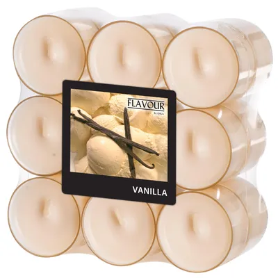 Produktbild von 18 Gala Flavour by GALA Duftlichte Ø 38 mm, 24 mm creme - Vanilla in Polycarbonathülle 96982 Teelichte Duftkerzen