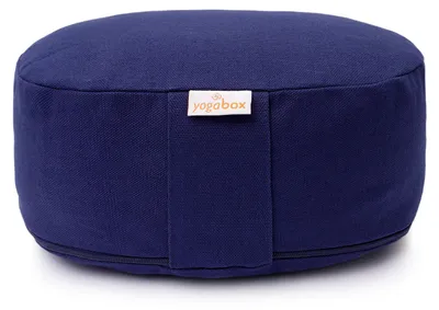 Produktbild von yogabox Yogilino® Reise Meditationskissen mini oval BASIC - dunkelblau 26 x 21 x 9 cm Buchweizenschalen