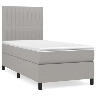 Produktbild von Boxspringbett mit Matratze Hellgrau 100x200 cm Stoff