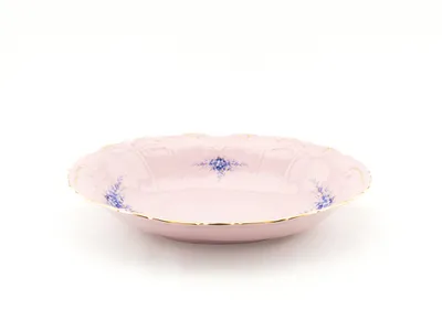 Obrázok produktu pre Oválna miska Amis 26 cm, modré kvety, ružový porcelán, Leander