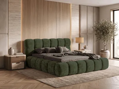 Obrázok produktu pre BESILIO čalúnená posteľ 160x200 cm Tokyo, potiahnutá zamatovou tkaninou – posteľ s úložným priestorom a roštom – zelená