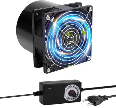 Zdjęcie produktu dla Wentylator obiegowy - Wentylator wyciągowy - Cyrkulacja powietrza - Regulator obrotów - 100 mm - Czarny