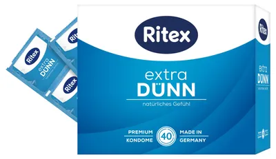 Produktbild von Ritex Extra Dünn Kondome - 40er Packung - besonders geringe Wandstärke für intensives Gefühl - vegan
