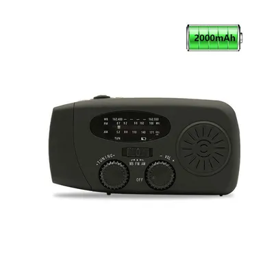 Produktbild von Solar radio, Solar Kurbelradio mit LED-Taschenlampe, Notfallradio AM/FM Wetter, 2000mAh Akku, Handkurbel-Dynamo, Powerbank für Smartphone.Farbe:Schwarz