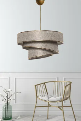 Produktbild von Opviq, Couper - Beige, Gold, Kronleuchter, Beige, Baumwolle, 40 x 40 x 30 - 70 cm