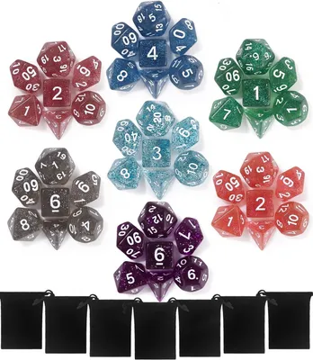 Imagen del producto de Conjunto de dados poliédricos, 49 piezas, con acabado brillante, para juegos de mesa