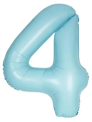 Produktbild von XL Folienballon hellblau matt Zahl 4