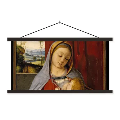 Obrázek produktu pro MuchoWow® Textilní plakát - Madona s dítětem - Leonardo da Vinci - 90x45cm - S černými lamelami