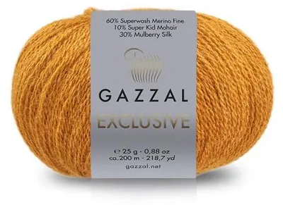 Produktbild von Gazzal Exclusive 9930 Lacegarn Merino Seide Mohair 25 g 200 m Kurkuma-Gelb