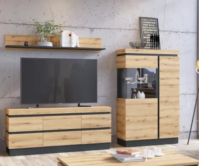 Produktbild von Wohnwand >Corte< (3-teilig) in Evoke Eiche Nachbildung - 265x165x45 (BxHxT)