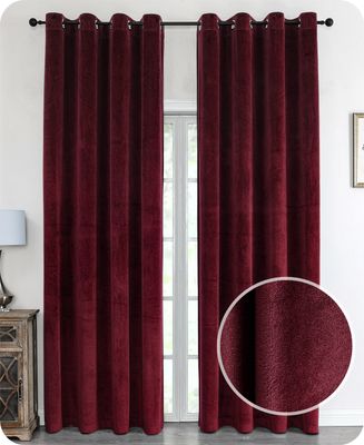 BEAUTEX Samt Vorhang, Ösen Verdunkelung Gardine, Velvet Blickdicht, 140x245 cm, Farbe wählbar (Bordeaux)
