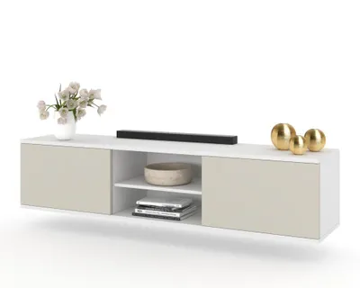 Produktbild von Fernsehschrank TV-Lowboard KING HÄNGEND Weiß Matt/Cashmere 160cm