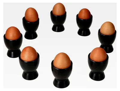 Produktbild von 8er Set Eierbecher schwarz für 8 Personen aus Steingut