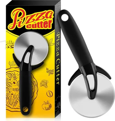 Produktbild von XXL - Pizzaschneider | Profi Pizzaroller | Pizzarad mit Klingenschutz | Pizza Cutter aus Edelstahl und Griff aus Kunststoff mit Gummi Ummantelung | scharfer Pizzamesser Edelstahlklinge | Pizzateiler
