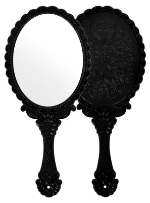 Produktbild von Handspiegel mit Griff im Vintage-Stil, ovaler Kosmetikspiegel für Damen, tragbarer Schminkspiegel
