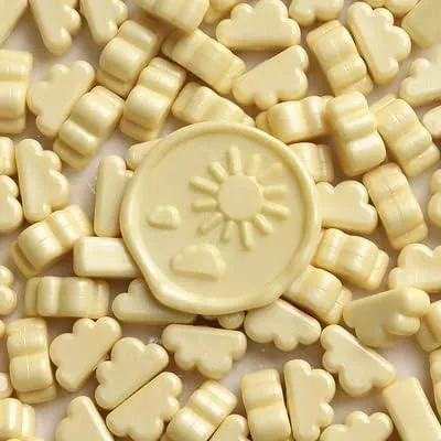 Imagen del producto de Sellos de cera, 100 unidades de perlas de cera para sellos con un colorido motivo de nubes en estilo vintage, ideales para manualidades, invitaciones de boda y sellos de cera para tarjetas postales