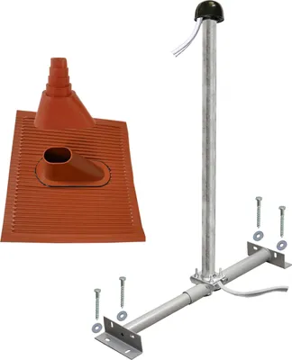 Produktbild von PremiumX BASIC Dachsparrenhalter 100cm SAT Mast Alu Abdeckblech Set rot