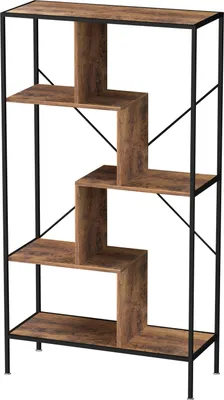 Immagine prodotto di Libreria a muro Stoer - scaffale a ripiani aperti - stile industriale - metallo e legno - altezza 147 cm