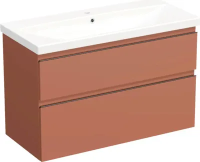 Produktbild von Jungborn Waschplatz TRENTA BxHxT 100x65x45 cm cotto matt mit Keramik-Waschtisch Griffleiste schwarz